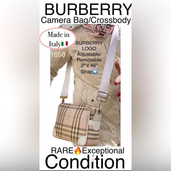 BURBERRY Pink NOVA CHECK Camera/Crossbody Bag(6”x8”)w/removeable LOGO Strap🔥EUC - Picture 3 of 17